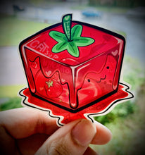 Load image into Gallery viewer, Gelatinous CatSup Cube tomato cat sticker.