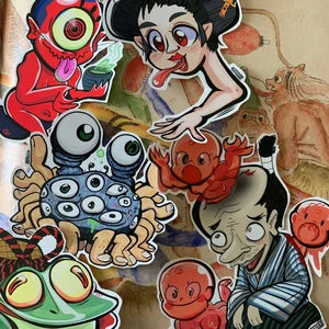 Sadahatchi + Slimy babies – "稲生物怪録" -Ino Mononoke Roku [Day 10] Yokai stickers