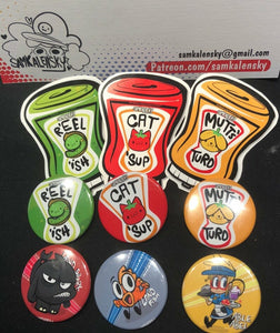 Catsup, Ketchup Mustard Relish - Stickers & Badges - Punny Condiments