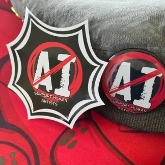 Support Human Artists - Badge or Sticker - [🚫🤖]