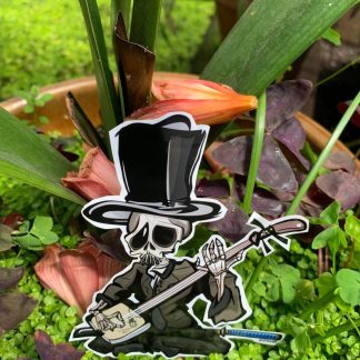 Samurai Skeleton Shamisen player In Top hat - [Yokai]